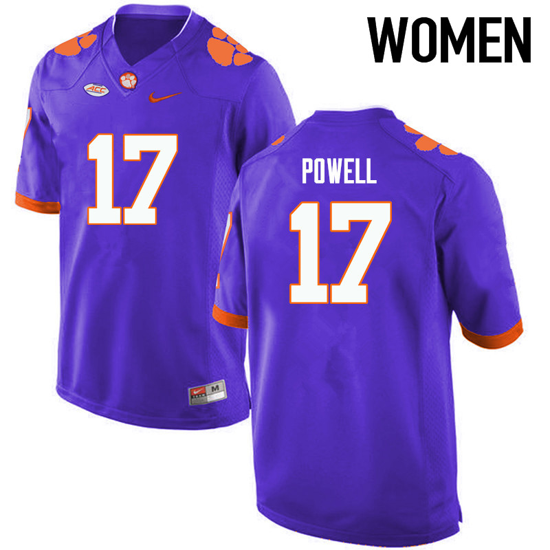 Women Clemson Tigers #17 Cornell Powell College Football Jerseys-Purple - Click Image to Close